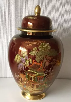Buy Large Vintage Hand Painted Carlton Ware Rouge Royale Lidded Jar ‘Mikado’. • 19.99£