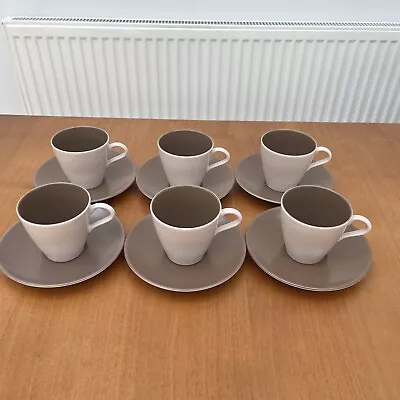 Buy Poole Pottery - Set Of 6 Twintone Sepia & Mushroom Cups And Saucers - Vintage. • 12£