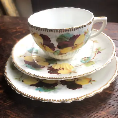 Buy Victorian/Edwardian Trio - Pansy Decoration With Impressed Design. • 6.99£
