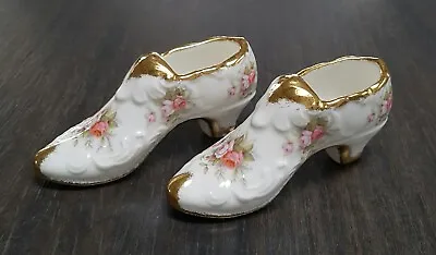 Buy Pair Of Paragon Bone China  Victoriana Rose  Ornamental Shoes  • 9.50£