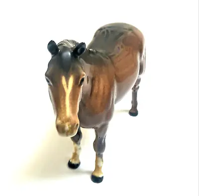Buy Vintage Beswick Brown ,black And White Standing Horse Gloss Porcelain Figurine • 14.99£