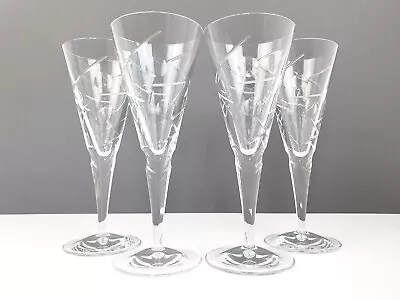 Buy 4 X Royal Doulton Lunar Crystal Wine Champagne Flutes 260 Ml 21.5 Cm H Signed • 77.99£