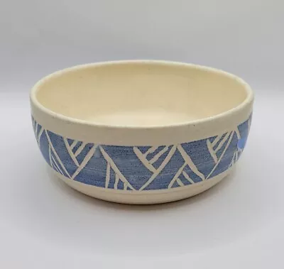 Buy Studio Pottery Blue & White Geometric Pattern Signed 7  Ceramic Bowl • 42.44£