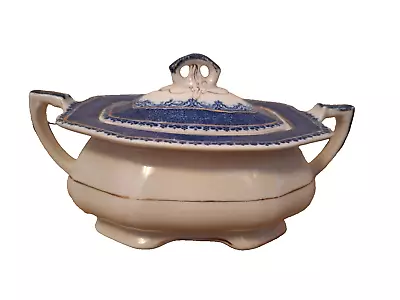 Buy Alfred Meakin Marlborough Lidded Antique Sugar Bowl Blue White Flow Transferware • 5£