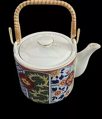 Buy Vintage Imari Ware Japan MultiColor Asian Flowered Teapot With Gold Trim Bamboo • 38.41£