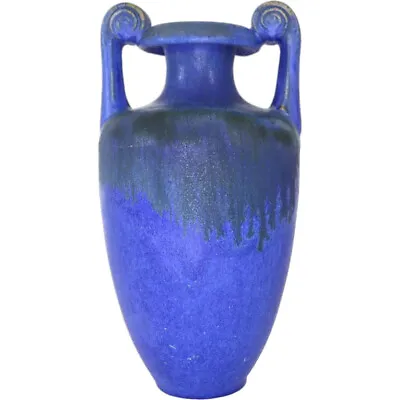 Buy 1910 Vintage Fulper Pottery Venetian Two Tone Blue Flambe Amphora Vase Urn • 961.11£