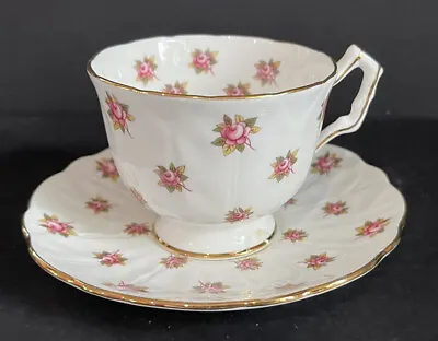 Buy Aynsley Tea Cup And Saucer Dots Of Roses Made In England Fine Bone China • 23.63£