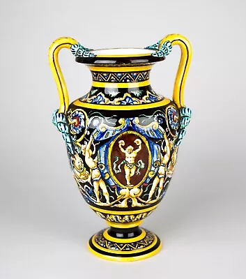Buy Antique Gien Faience Renaissance Majolica Vase 10.75  French Pottery • 754.24£