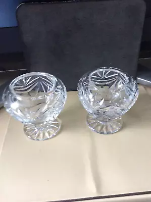 Buy Pair Tyrone Crystal Posy Vases 3.7”” Tall Stamped Vgc No Box Free Postage • 13.45£