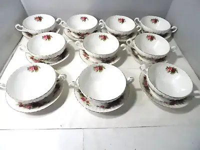 Buy 10 Royal Standard Bone China English Rose Pattern Cream Soups & Under Plates • 65.44£