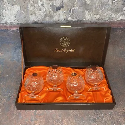 Buy Webb Continental Hand Cut Set Of 4 Crystal Brandy Wiskey Glasses - Boxed • 59.99£