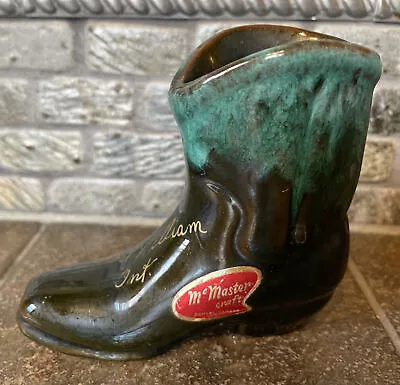 Buy Vtg Black & Turquoise Pottery Cowboy Boot Figurine McMaster Craft Canada • 11.51£