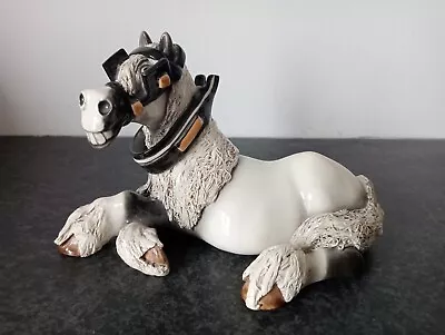 Buy (737) Cheval Ceramics Spaghetti Horse  Grinning Grey Shire In Harness Lying Down • 40£