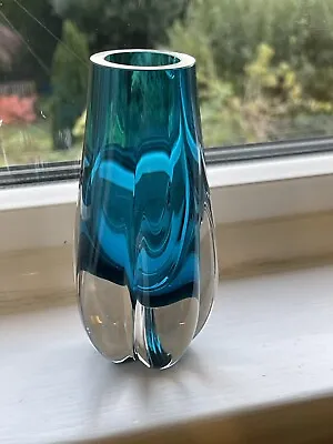Buy Glass Vase Teardrop Kingfisher Blue Geoffrey Baxter White Friars 350g Beautiful • 11£