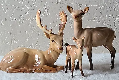 Buy Beswick Deer Family Lying Stag Model No. 954 Doe No. 999A And Fawn No. 1000B • 95£