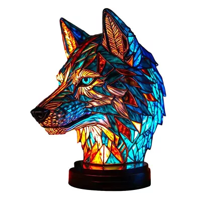 Buy Stained Resin Animal Night Light Resin Stained Glass Bedside Light Home Ornament • 19.99£