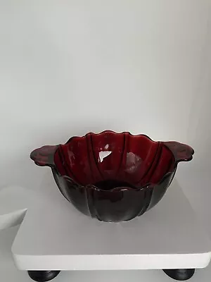 Buy Vtg Anchor Hocking Glassware Royal Ruby Red Oyster & Pearl Glass Bowl • 17.08£
