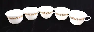 Buy Vintage Pyrex Butterfly Gold Milk Glass Coffee Tea Cup - Lot Of 5 • 19.25£