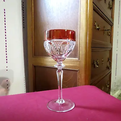 Buy 1 Glass Roemer Crystal Lorraine, Bohemian Colour Orange Foot Carved H 19 CM • 29.83£
