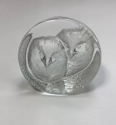 Buy Mats Jonasson OWL PAIR Sweden Crystal Figurine Sculpture Paperweight 3.5” Signed • 12£