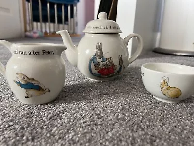Buy Wedgewood Peter Rabbit Tea Set, Teopot, Sugar Bowl And Milk Jug. Great Condition • 20£
