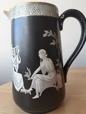 Buy Rare Antique Black Vase 'Greek' Art Deco Rialto Ware Fenton Made In England • 350£