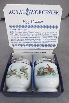 Buy Egg Coddlers (2) + Royal Worcester + Unused + Pattern = Birds + Ref: Ibc • 8.50£