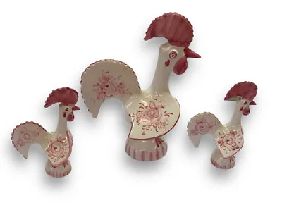 Buy 3 X Portuguese Ceramic Chickens / Pink / • 12.46£