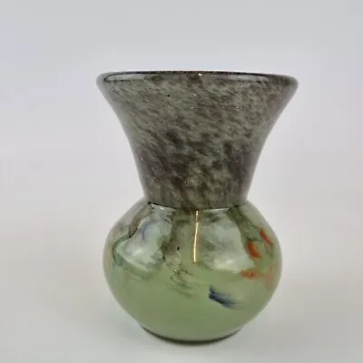 Buy Vintage Monart Style Art Glass Vase Multi Colour Inclusions 9.5cm High • 39£