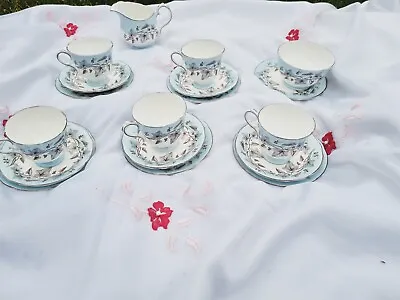 Buy Vintage Duchess Bone China Tea Cups & Saucers Set, Blue Leaf    Design 5 Cups • 32£