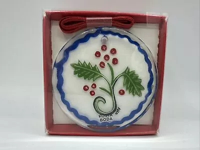 Buy Kosta Boda Holly Swedish Hand Painted Glass Christmas Holiday Ornament Sweden • 22.72£