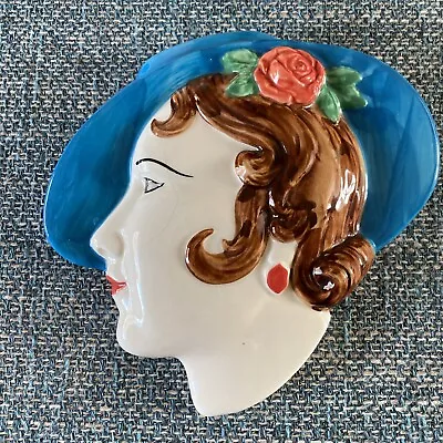 Buy Vintage Moorland Pottery Lady Face Wall Plaque • 25£