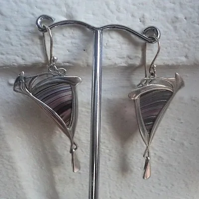 Buy Scottish Silver Art Nouveau Earrings - Pat Cheney / John Ditchfield Glass 1980s • 238.99£