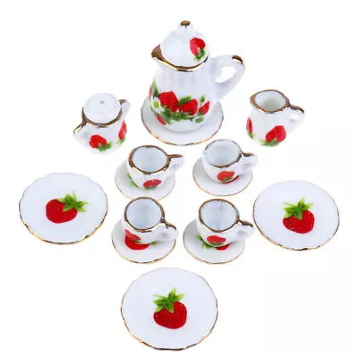 Buy Ceramic Miniature Porcelain Tea Cup Set Scale 1:12 Doll House Teapot DIY Toy Kid • 5.58£