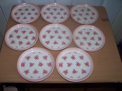 Buy Rare Set Of 8 Vintage Hornsea Pottery Pink Passion 6.75 Inch Side Plates Retro • 50£