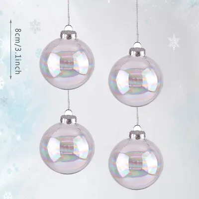 Buy 50x Clear Iridescent Glass Ball Fillable Baubles Christmas Wedding Tree Hanging • 8.95£