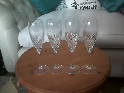 Buy 4 X Bohemian Crystal Cut Champagne Flutes Wine Glasses • 20£