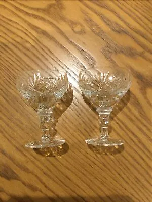 Buy Vintage Cut Glass Sherry Glasses Set Of 2 • 4£
