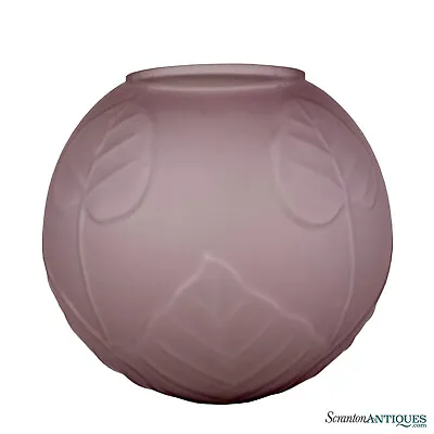 Buy Vintage Art Deco Amethyst Purple Satin Glass Botanical Round Vase • 120.64£
