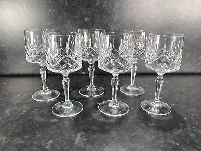 Buy Set Of Six Cut Glass Wine Glasses / Goblets  • 16.99£