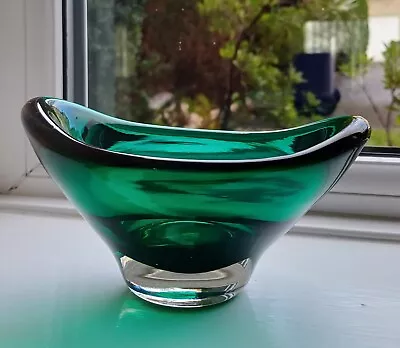 Buy Whitefriars Bowl 9515 Deep Green Cased In Clear Crystal • 16£