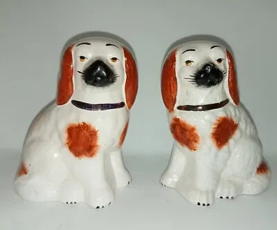 Buy Pair Of Vintage Staffordshire Mantle Spaniels 4  Tall  • 15£