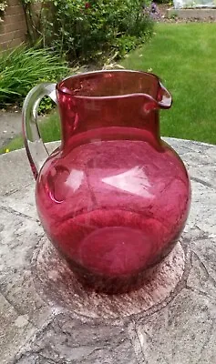 Buy Antique Scottish National Exhibition Cranberry Glass Jug C1908 Etched With... • 50£