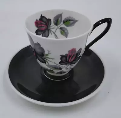 Buy Vintage Royal Albert  Masquerade  1950's Black Rose Bone China Tea Cup & Saucer • 4.99£