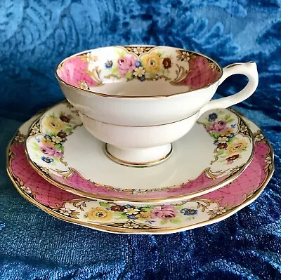 Buy JACKSON & GOSLING Grosvenor China Vintage Pink Sevres Tea Cup And Saucer Trio • 34.99£