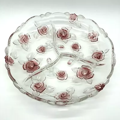 Buy Rose Encrusted Dip / Tapas Dish, Transparent Glass • 37£