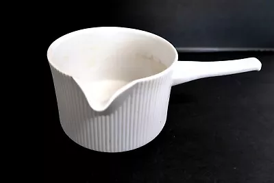 Buy Vintage THOMAS FLAMMFEST Sauce Pan With Handle In White / Brown Ribbed Pattern  • 21.21£