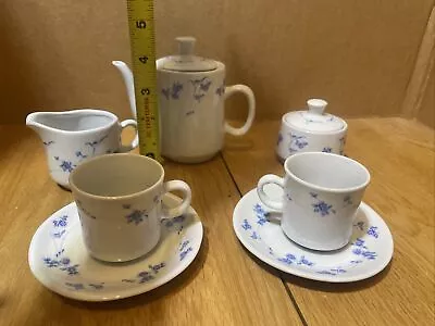 Buy  Child's Miniature Tea Set Porcelain Hand-Painted Blue White Floral Vintage • 15.18£