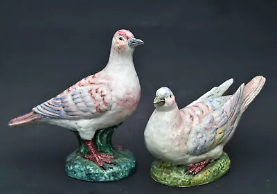 Buy Vintage Pair 2 Majolica Pottery Birds Dove Meiselman Italy Hand Painted Signed • 90.26£
