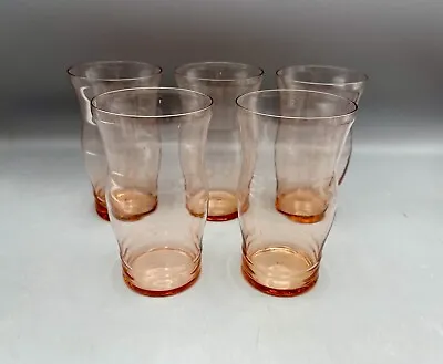 Buy Vintage Pink Glass Tumblers 8 Oz. Set Of 5 Pink Glassware • 27.99£